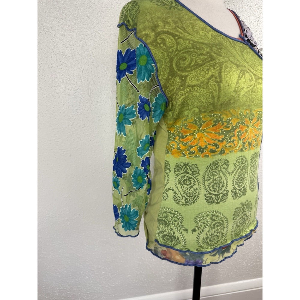 Vintage Save The Queen! Mesh Patchwork Top Iconic 1990's 2000's Y2K Size M Rare - Picture 3 of 10